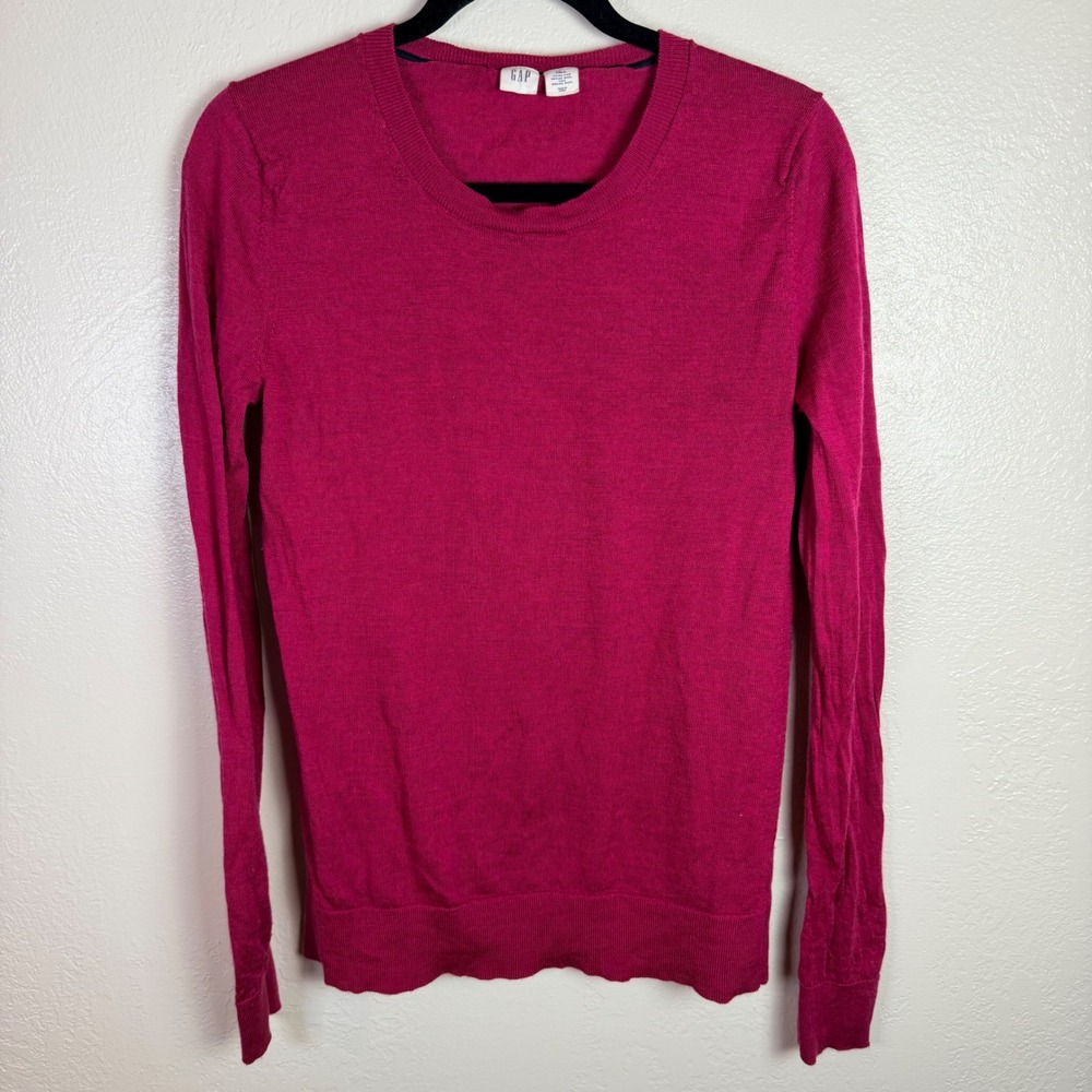 Gap Womens M/T Magenta Extra Fine Merino Wool Quiet Luxury Minimalist Soft